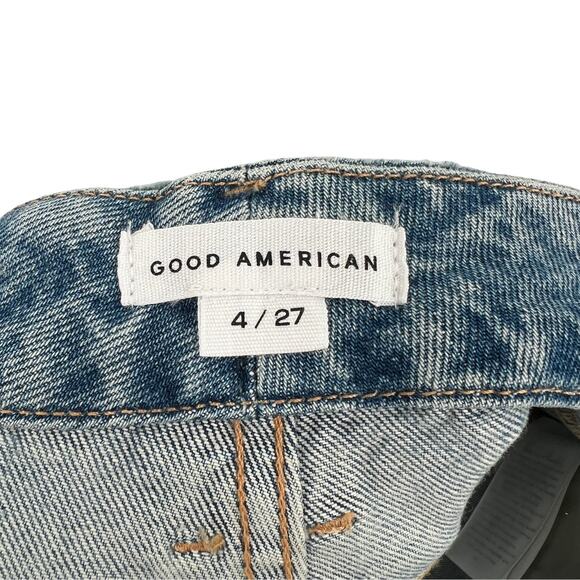 Good American Womens Good Classic Distressed Straight Leg Jeans Size 4 / 27 - Picture 10 of 13